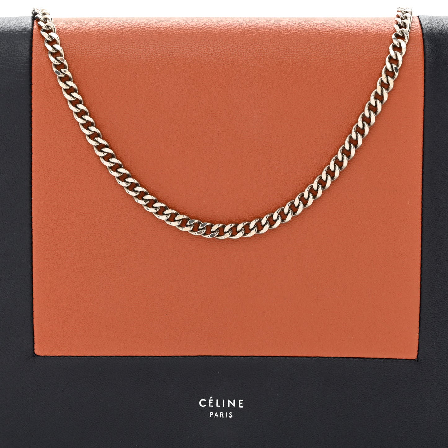Smooth Lambskin Frame Evening Chain Clutch Terracotta Navy