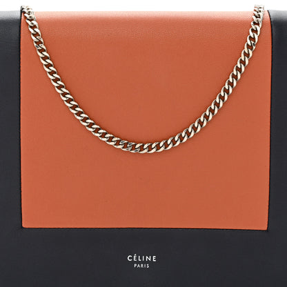 Celine Smooth Lambskin Frame Evening Chain Clutch Terracotta Navy 7 of 9