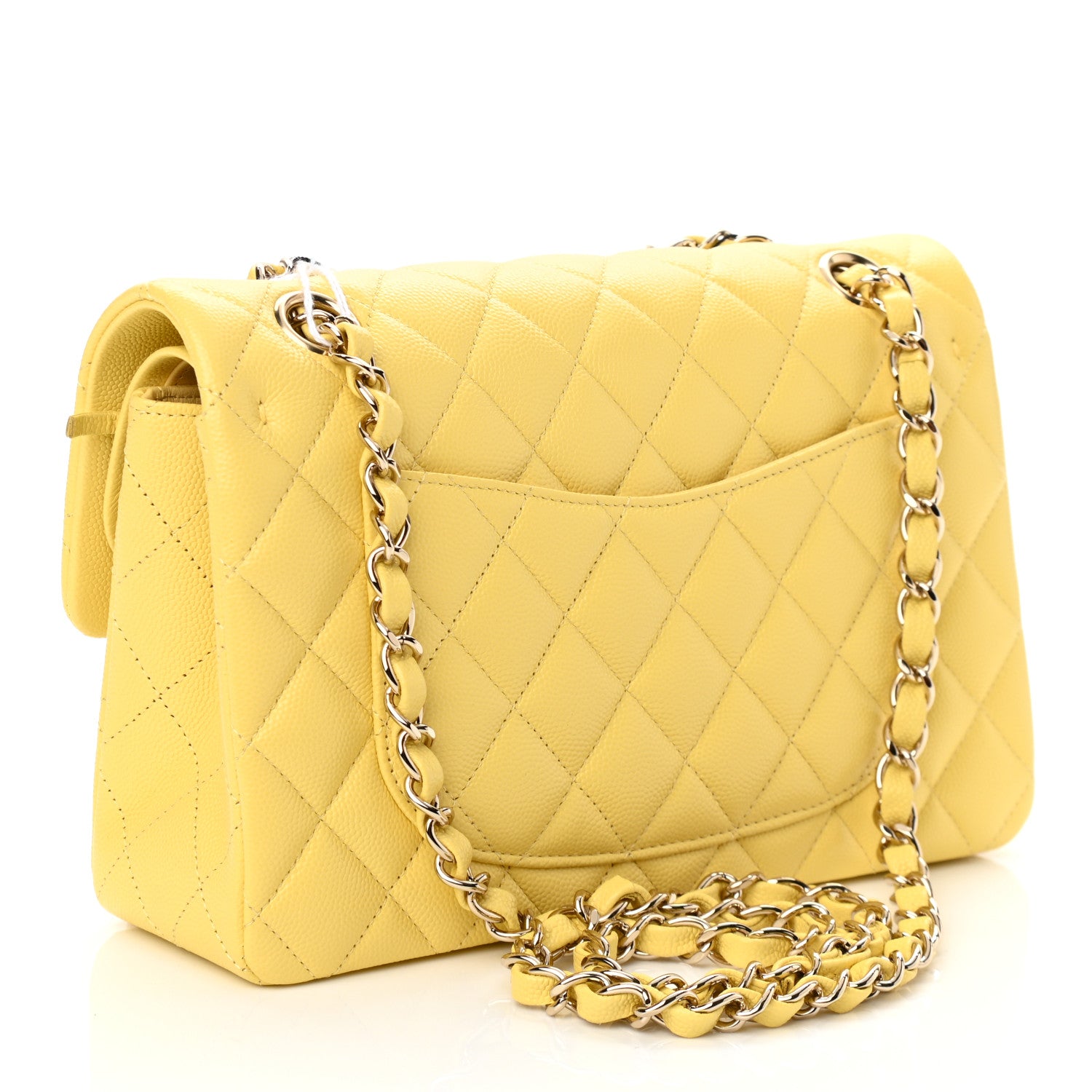Chanel Caviar Quilted Small Double Flap Yellow 2 of 10