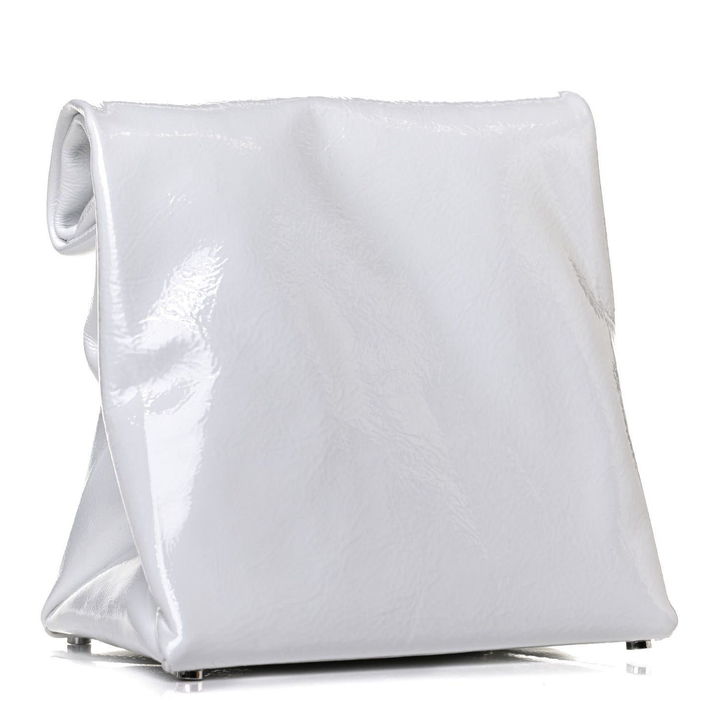 Patent Lunch Bag Foldover Clutch White