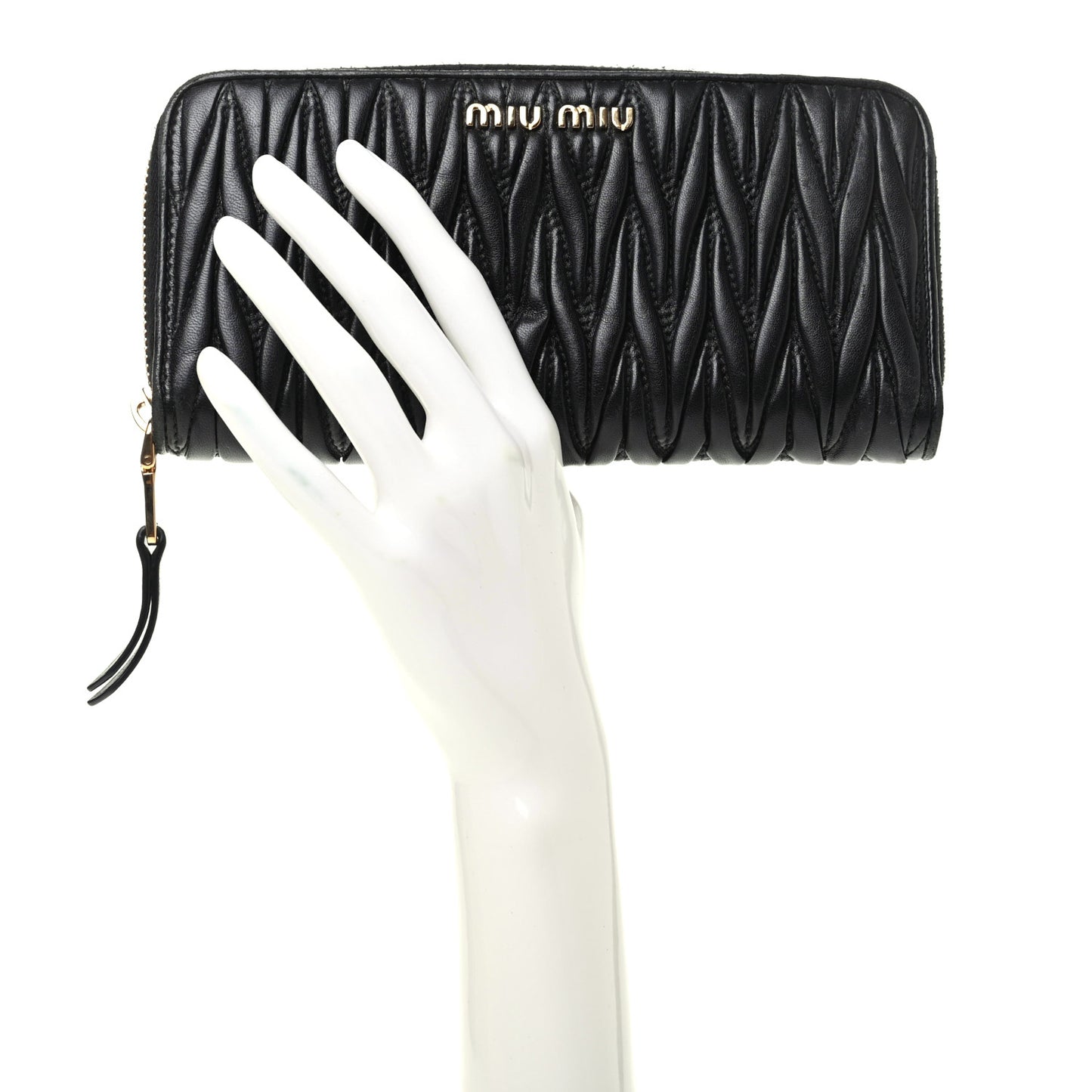 Matelasse Zip Around Wallet Black