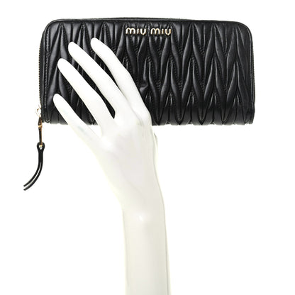 Miu Miu Matelasse Zip Around Wallet Black 2 of 9