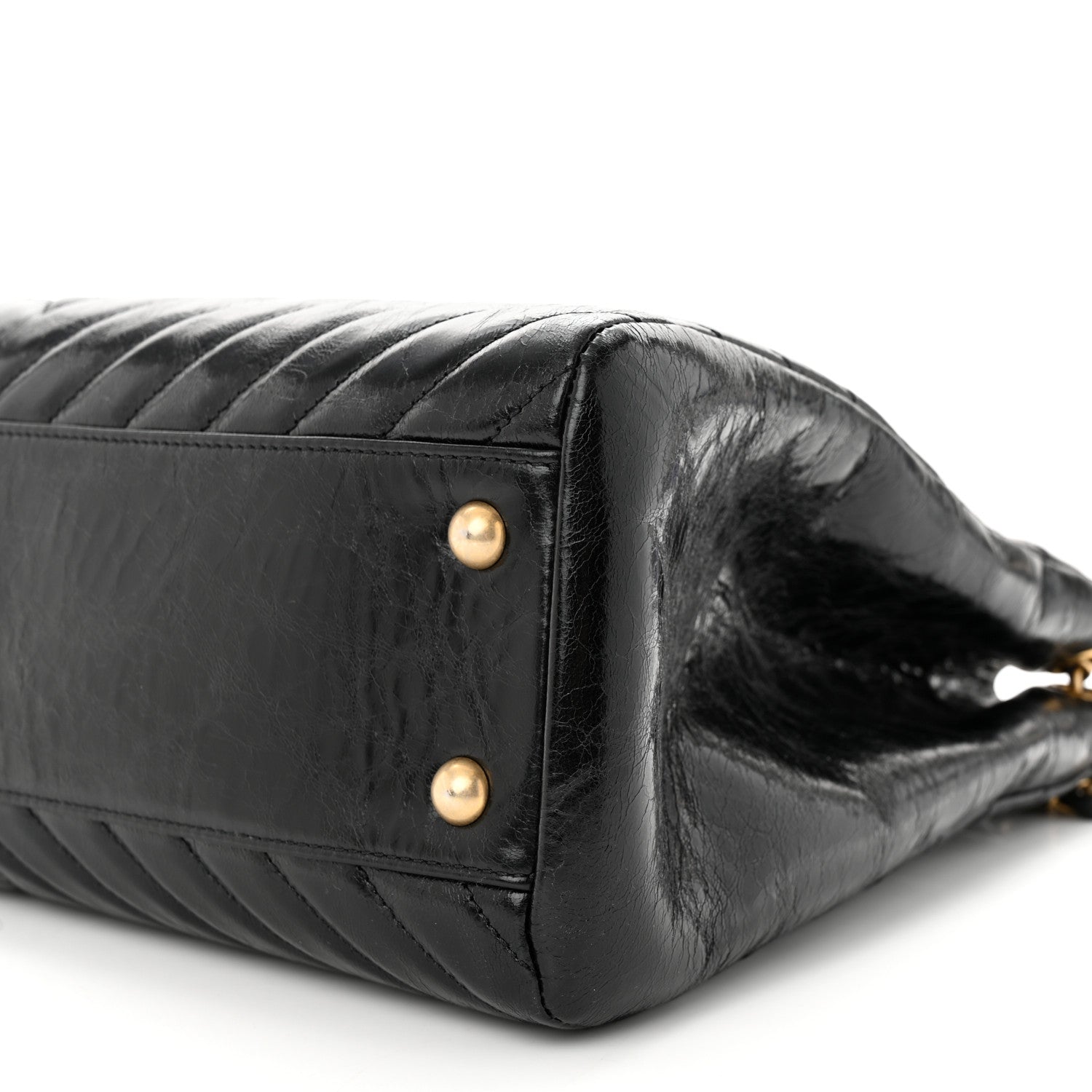 Chanel Aged Calfskin Chevron Quilted Shopping Tote Black 10 of 10