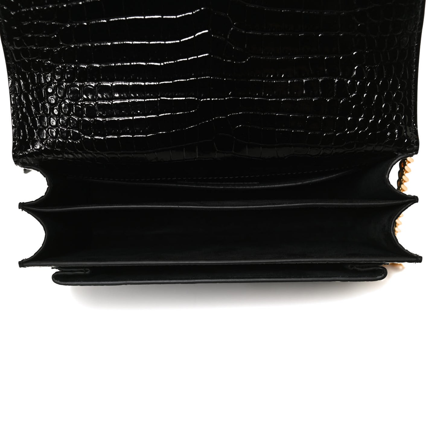 Calfskin Crocodile Embossed Medium Monogram Sunset Black
