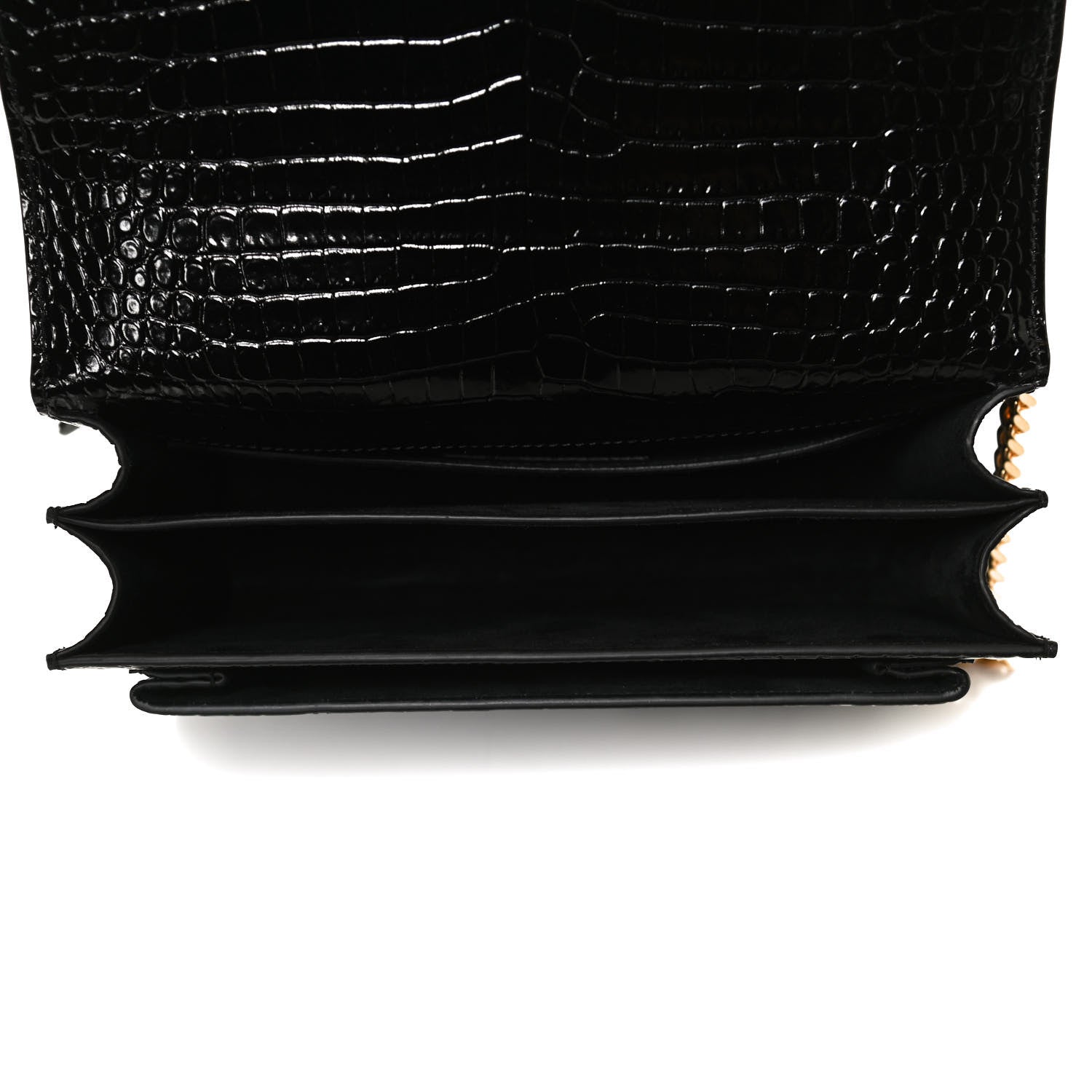Saint Laurent Calfskin Crocodile Embossed Medium Monogram Sunset Black 5 of 11