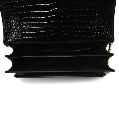 Saint Laurent Calfskin Crocodile Embossed Medium Monogram Sunset Black 5 of 11