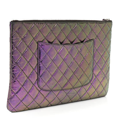 Chanel Iridescent Crumpled Calfskin CC Ripples Medium Cosmetic Case Purple 3 of 12
