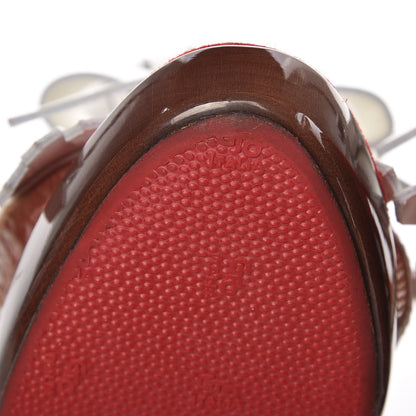 Christian Louboutin Calfskin Fringe Soclogolfi 120 Platform Slingback Sandals 37.5 Latte 8 of 18