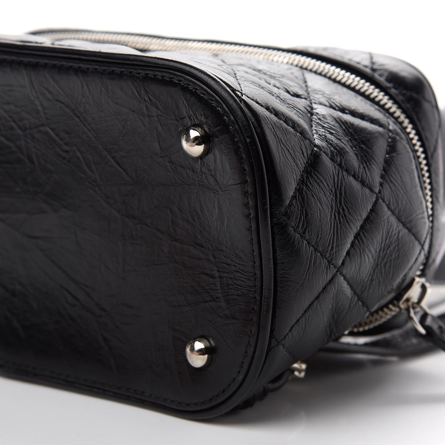 Crumpled Calfskin PVC Quilted Backpack Black