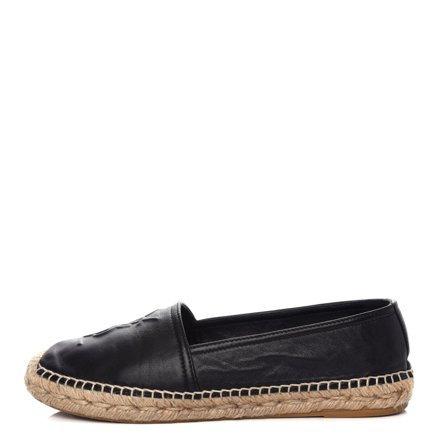 Saint Laurent Lambskin Monogram Espadrilles 38.5 Black 1 of 11