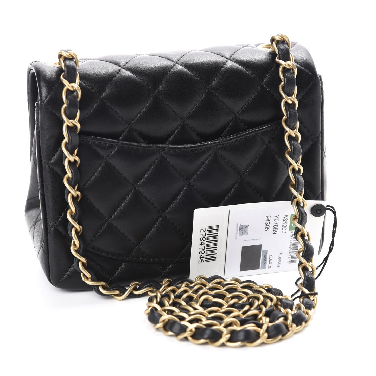 Lambskin Quilted Mini Square Flap Black