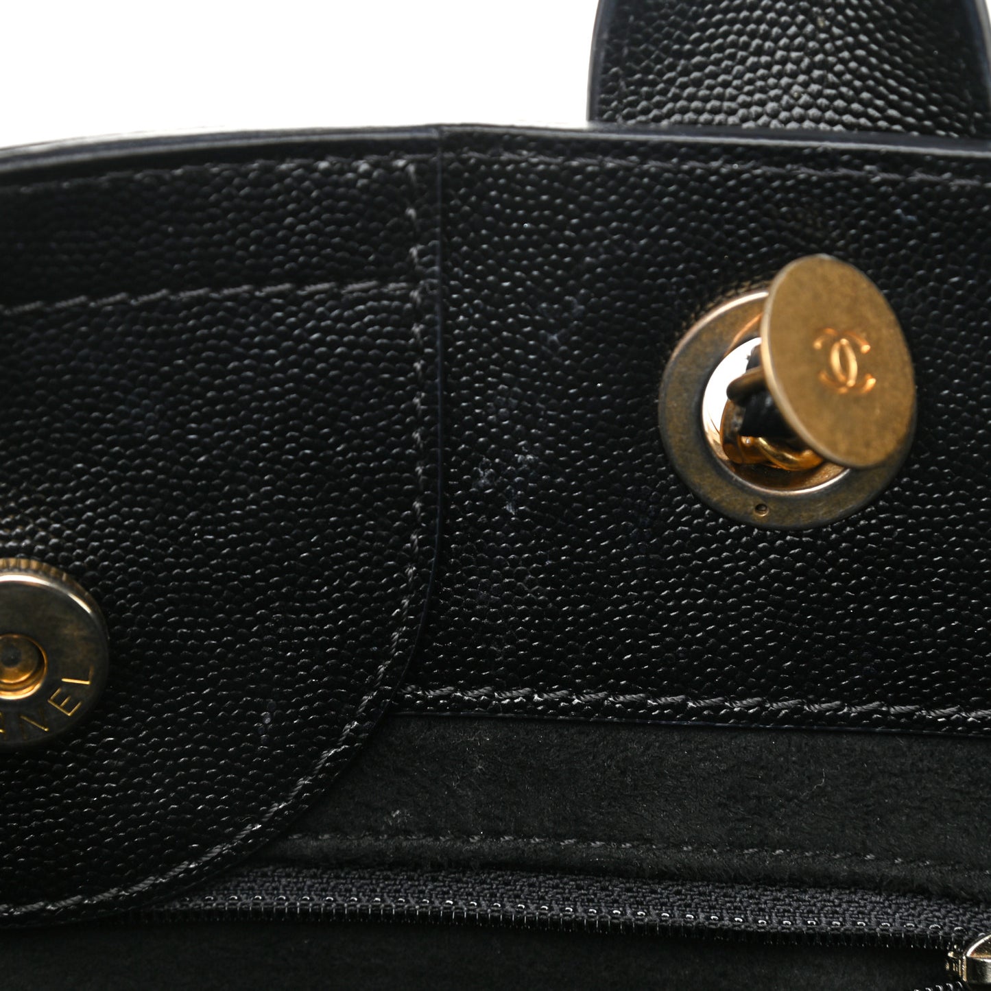 Caviar Medium Studded Deauville Tote Black