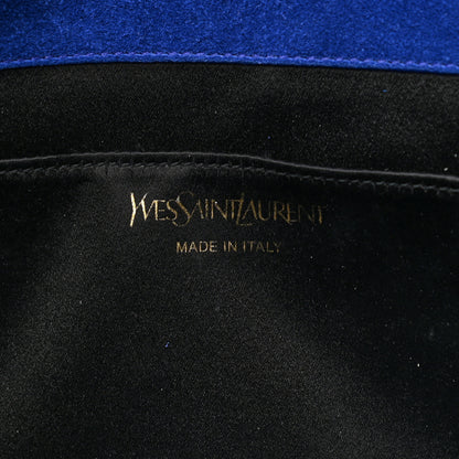 Saint Laurent Patent Calfskin Monogram Large Belle De Jour Clutch Royal Blue 5 of 10