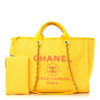 Chanel Mixed Fibers Calfskin Deauville Medium Tote Yellow Orange 1 of 17