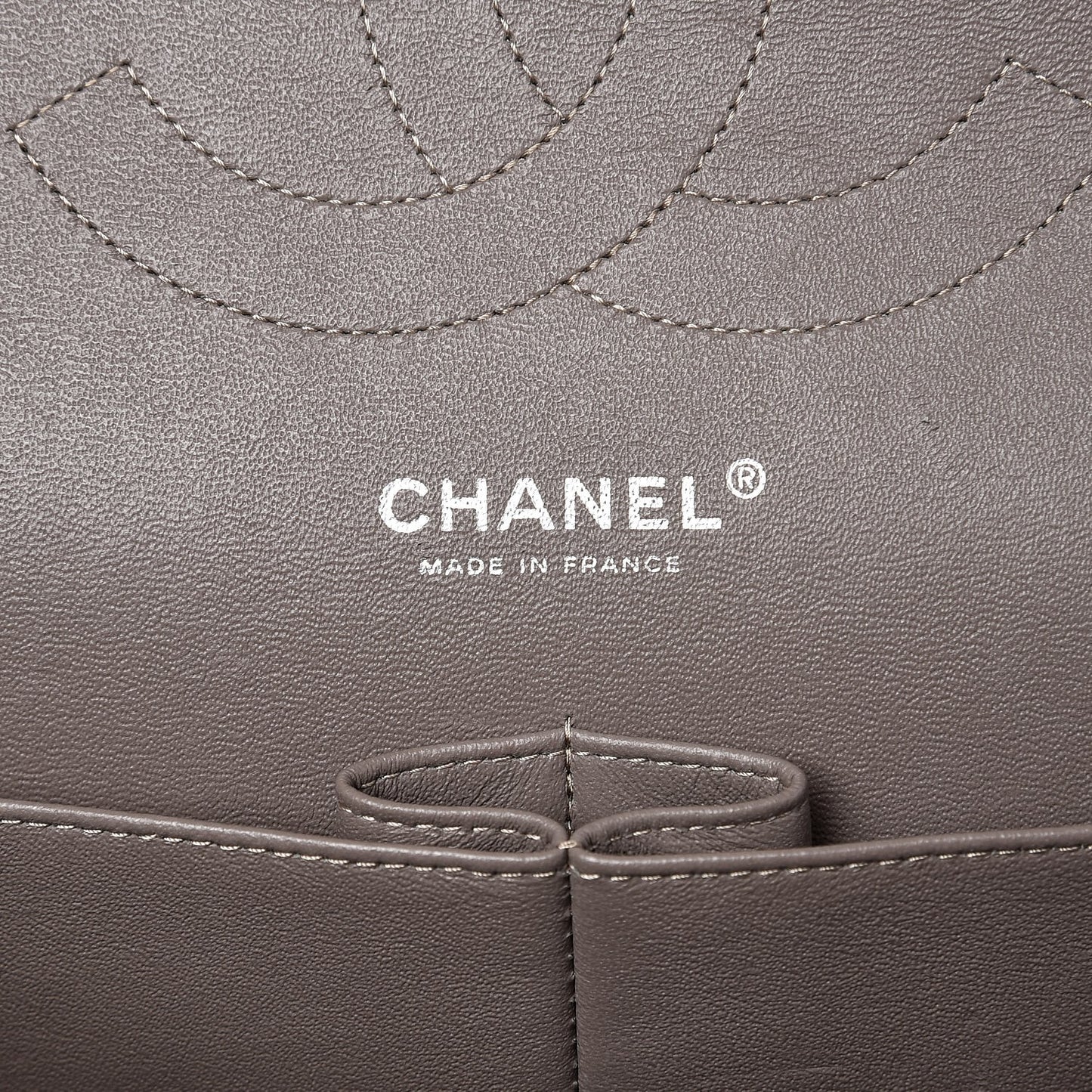 Patent Quilted Jumbo Double Flap Dark Beige