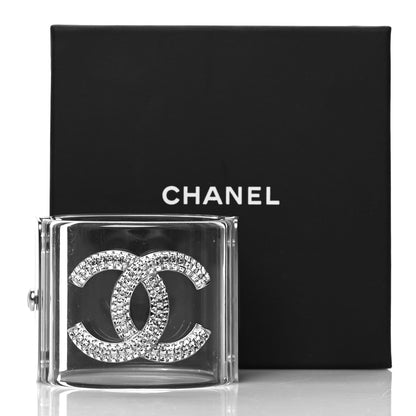 Chanel Lucite Baguette Crystal CC Cuff Transparent Silver 6 of 6