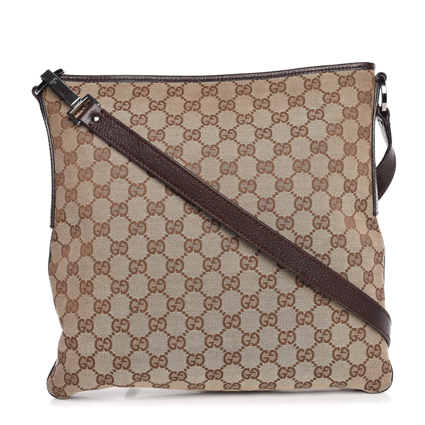 GG Supreme Monogram Medium Flat Messenger Bag Dark Brown