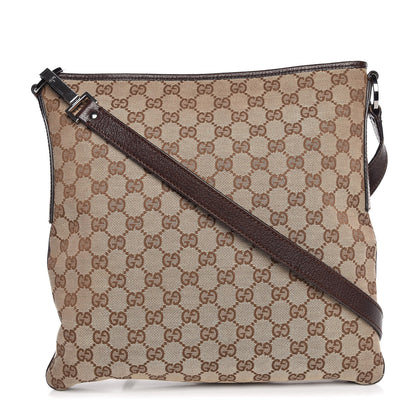 Gucci GG Supreme Monogram Medium Flat Messenger Bag Dark Brown 1 of 7