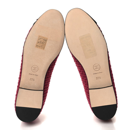 Chanel Tweed Velvet Cap Toe Ballerina Flats 37.5 Fuchsia Silver Black 5 of 9