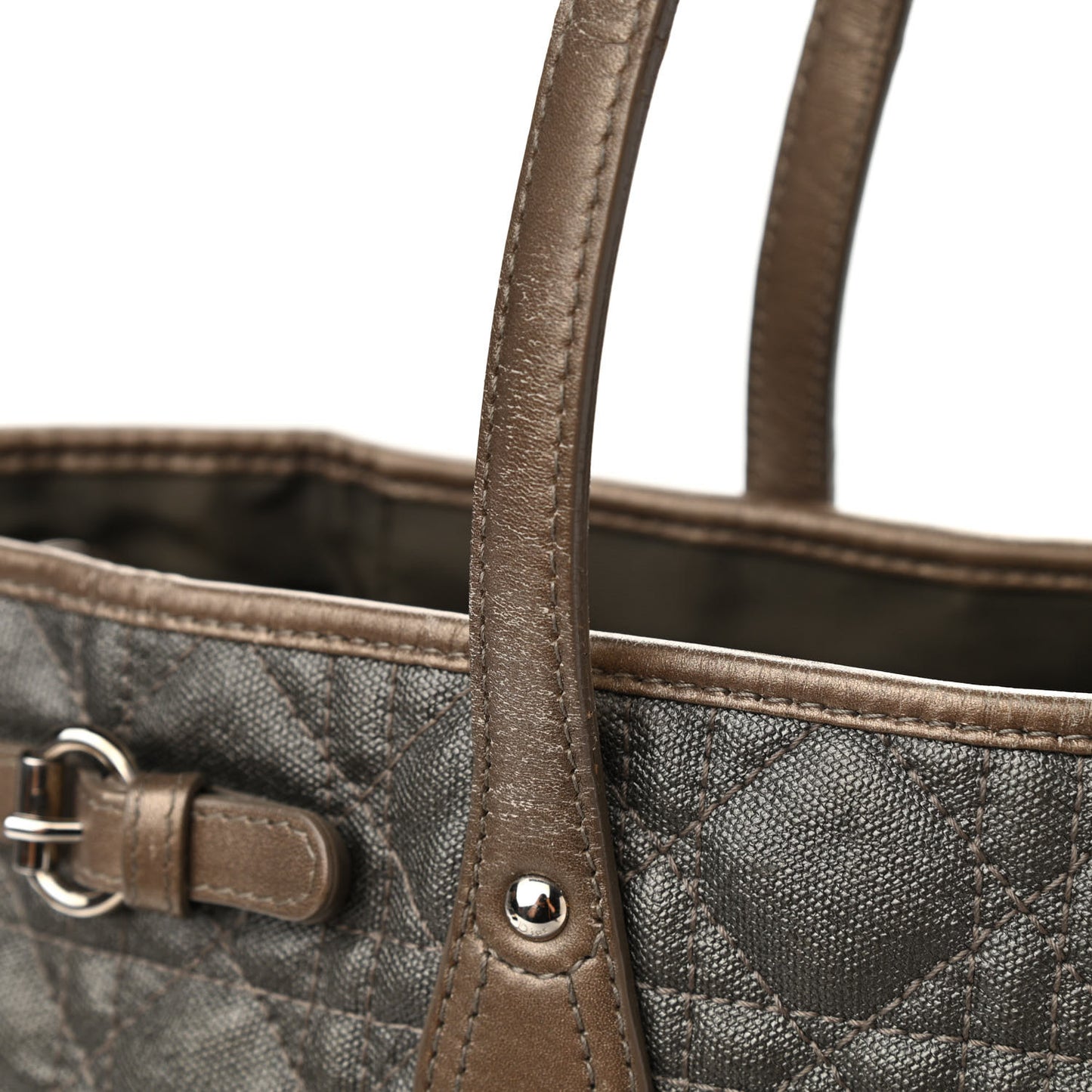 Coated Canvas Cannage Medium Panarea Tote Bronze