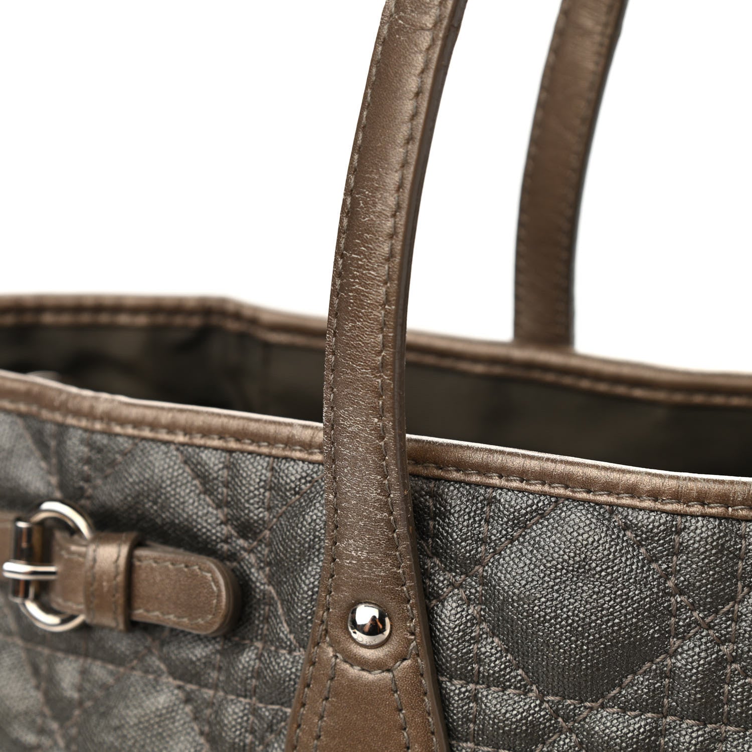 Christian Dior Coated Canvas Cannage Medium Panarea Tote Bronze 13 of 16