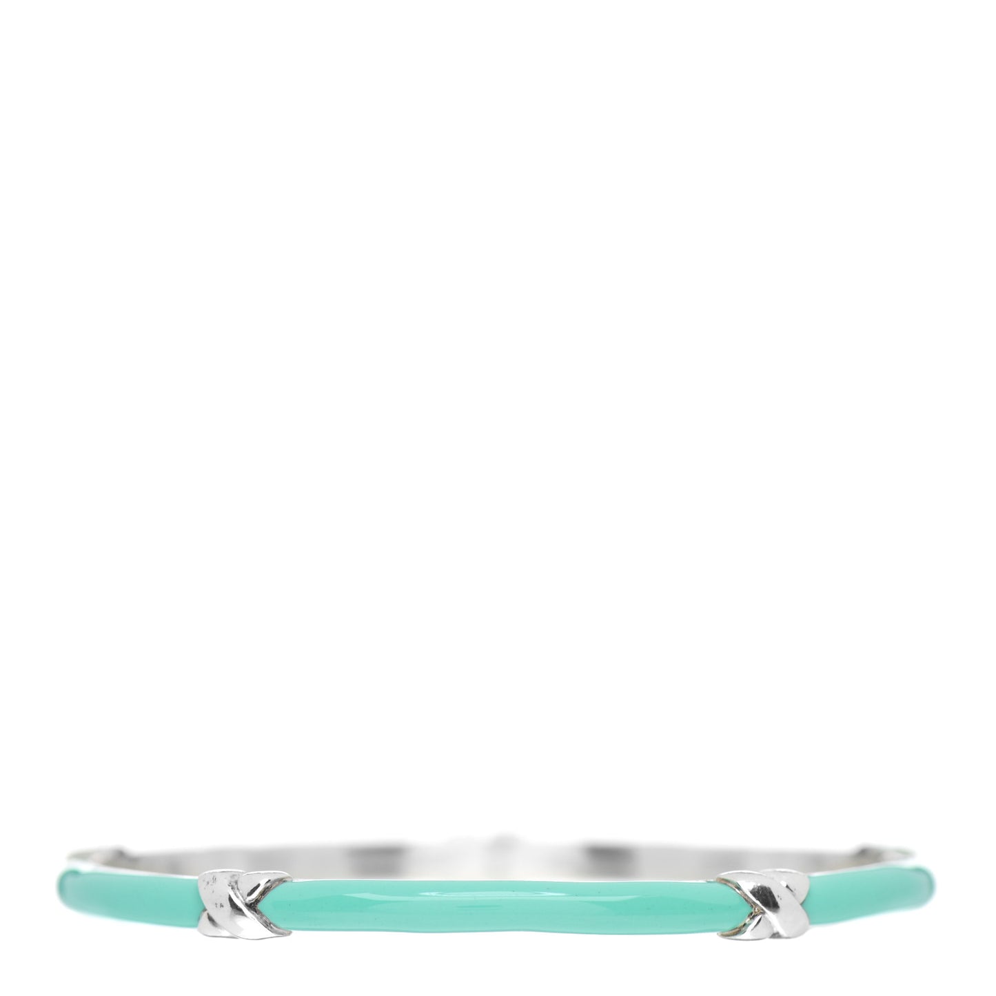 Sterling Silver Enamel Signature X Bangle Bracelet Blue