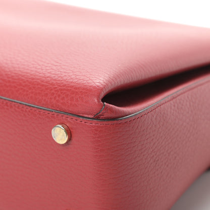 Gucci Dollar Calfskin Medium Interlocking G Top Handle Shoulder Bag Red 11 of 15