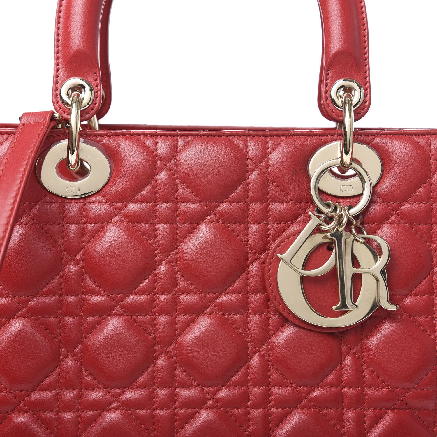 Christian Dior Lambskin Cannage Medium Lady Dior Red 12 of 12