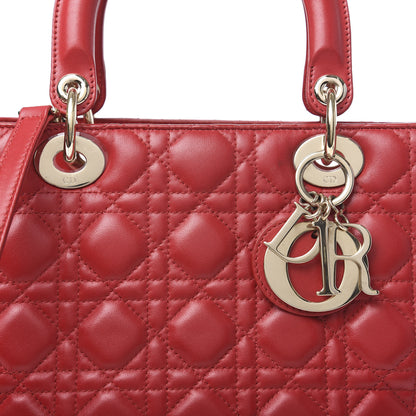 Christian Dior Lambskin Cannage Medium Lady Dior Red 12 of 12