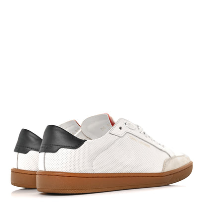 Saint Laurent Calfskin Perforated Suede SL10 Court Classic Low Top Sneakers 37 White 4 of 10