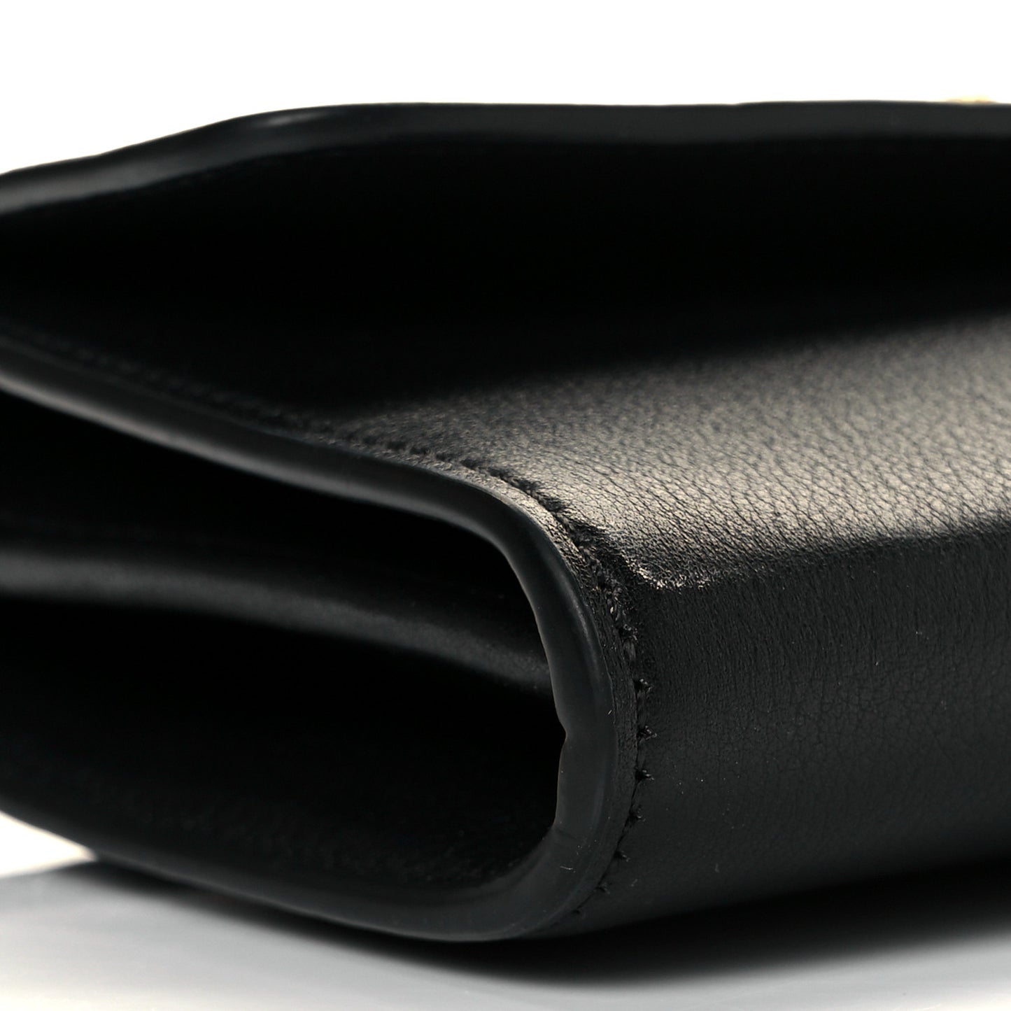 Grained Calfskin Virtus Wallet On Chain Black