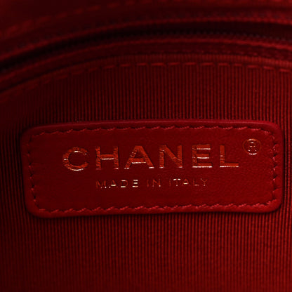 Chanel Calfskin Stitched Small Chevron Chic Shopping Bag Red 8 of 12