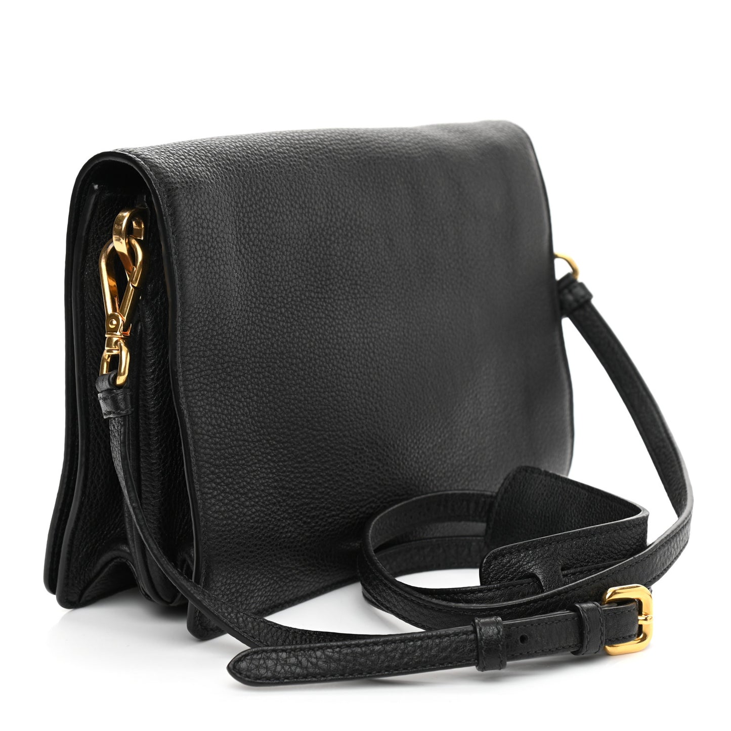 Vitello Daino Flap Crossbody Black