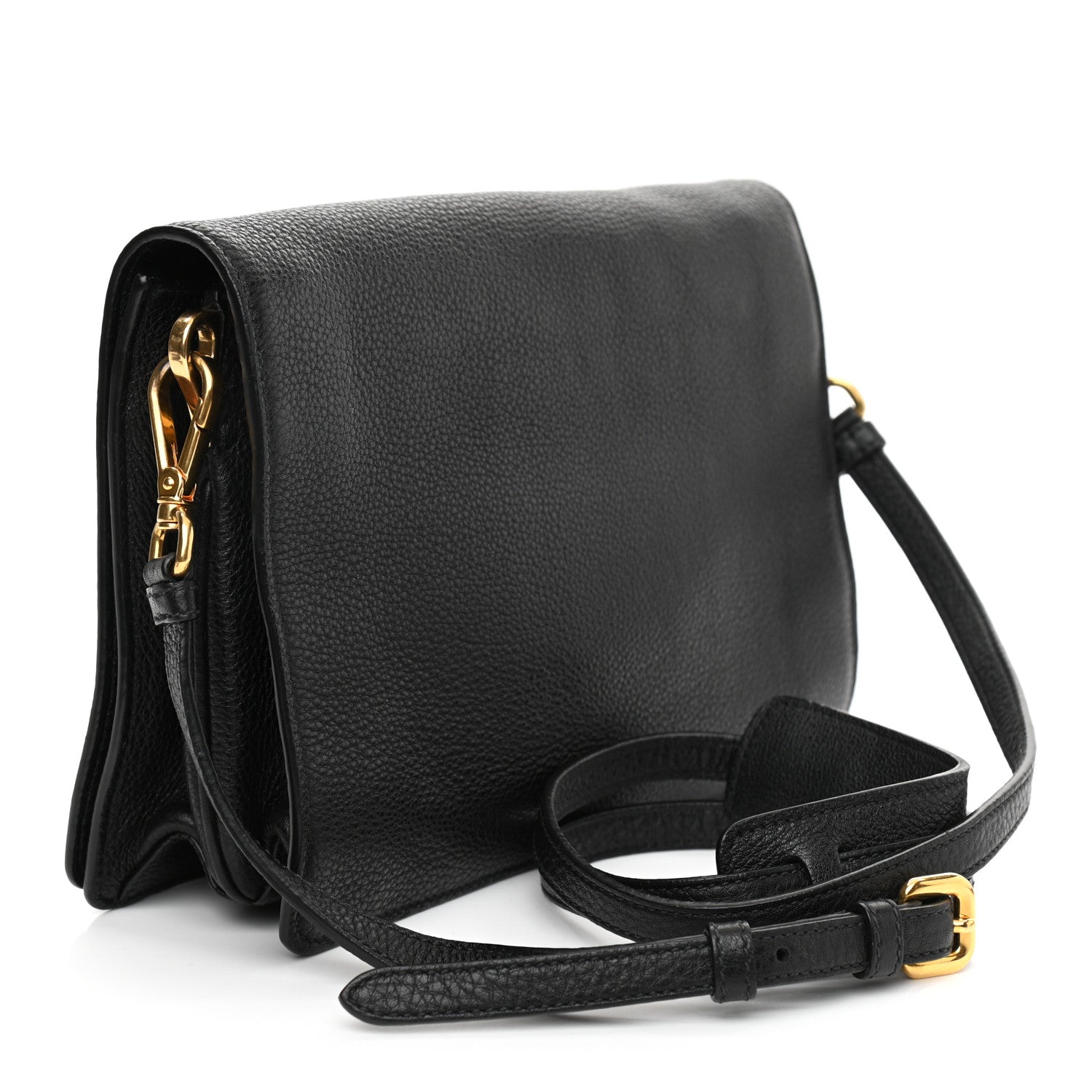 Prada Vitello Daino Flap Crossbody Black 2 of 10