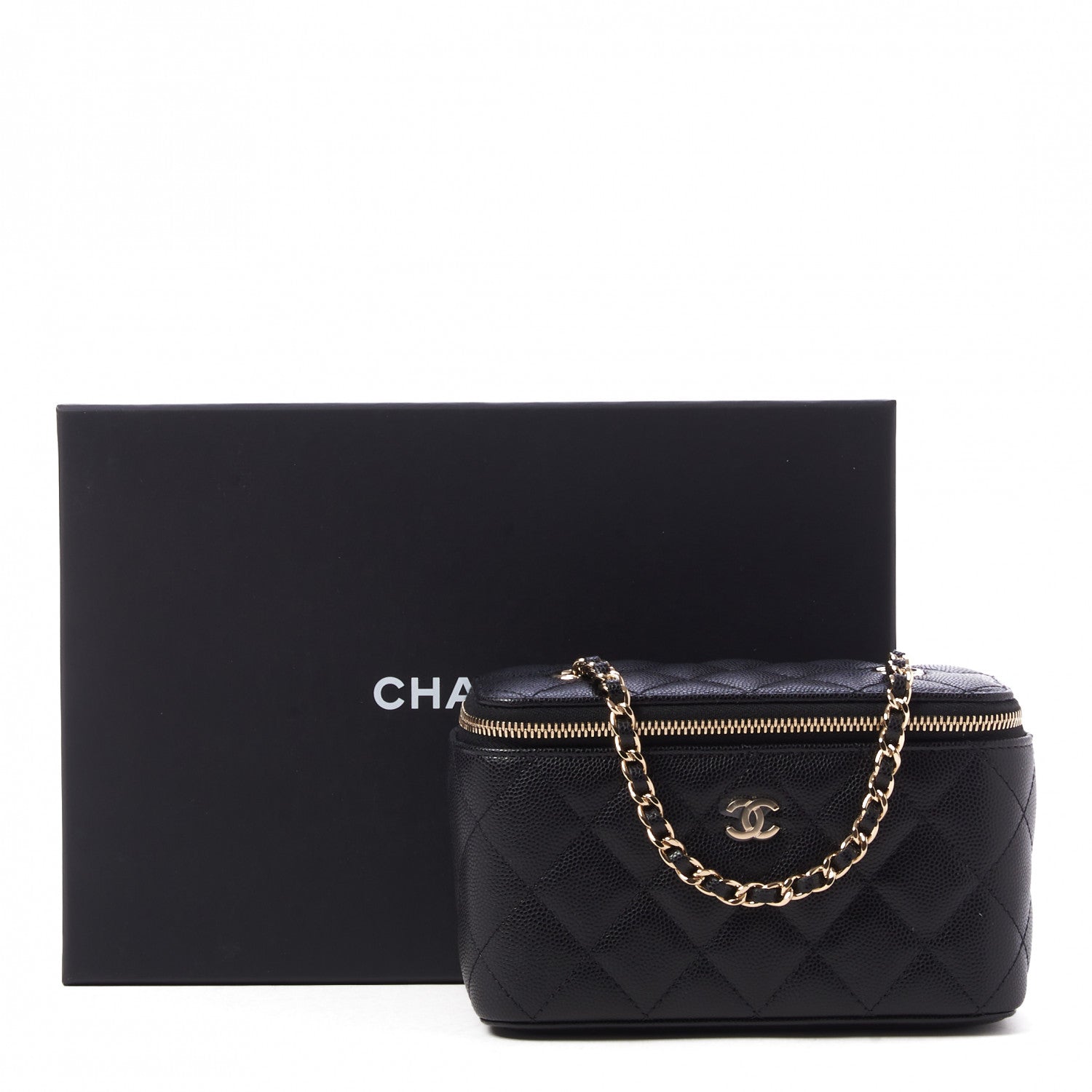 Chanel Caviar Quilted Small Vanity Case With Chain Black 10 of 10