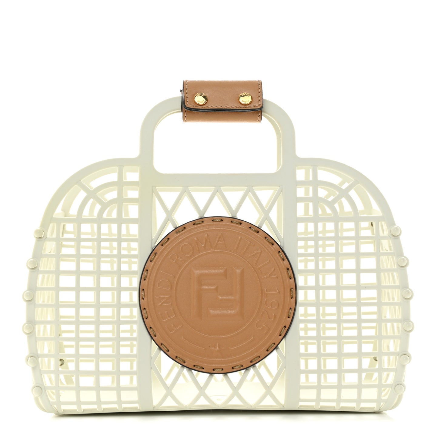 Recycled Plastic Vitello Liberty Matte Small Fendi Basket White Ice Miele Scuro