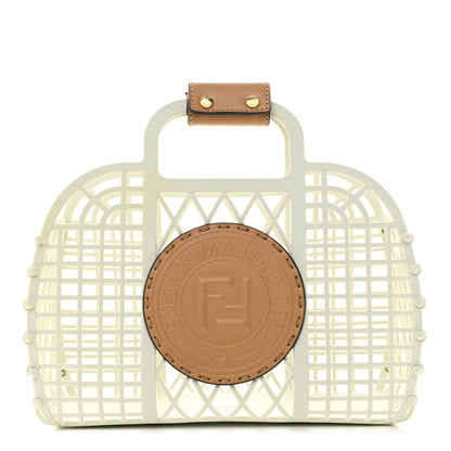 Fendi Recycled Plastic Vitello Liberty Matte Small Fendi Basket White Ice Miele Scuro 1 of 12