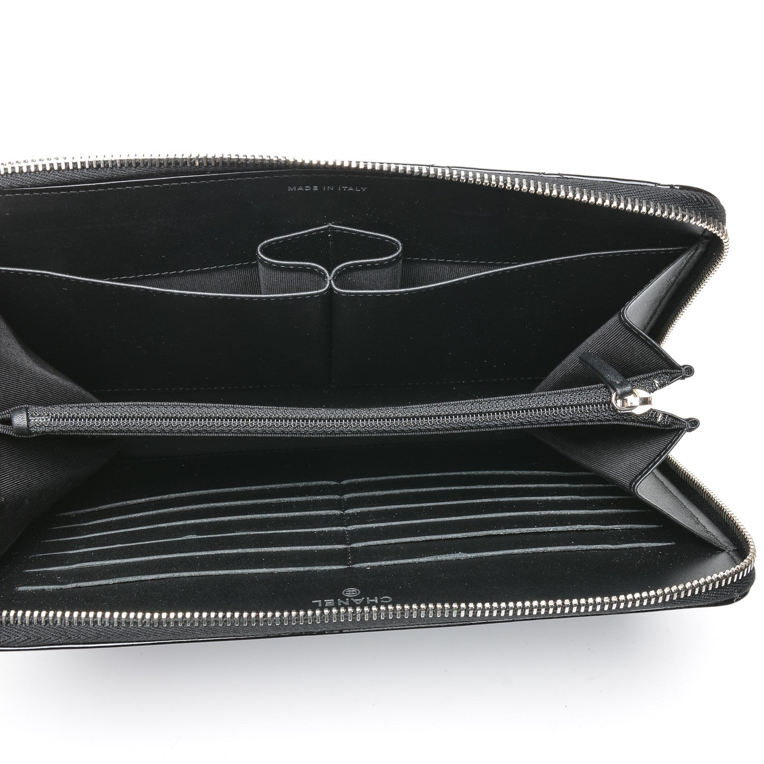Chanel Patent Quilted Zipped Clutch Black 5 of 8
