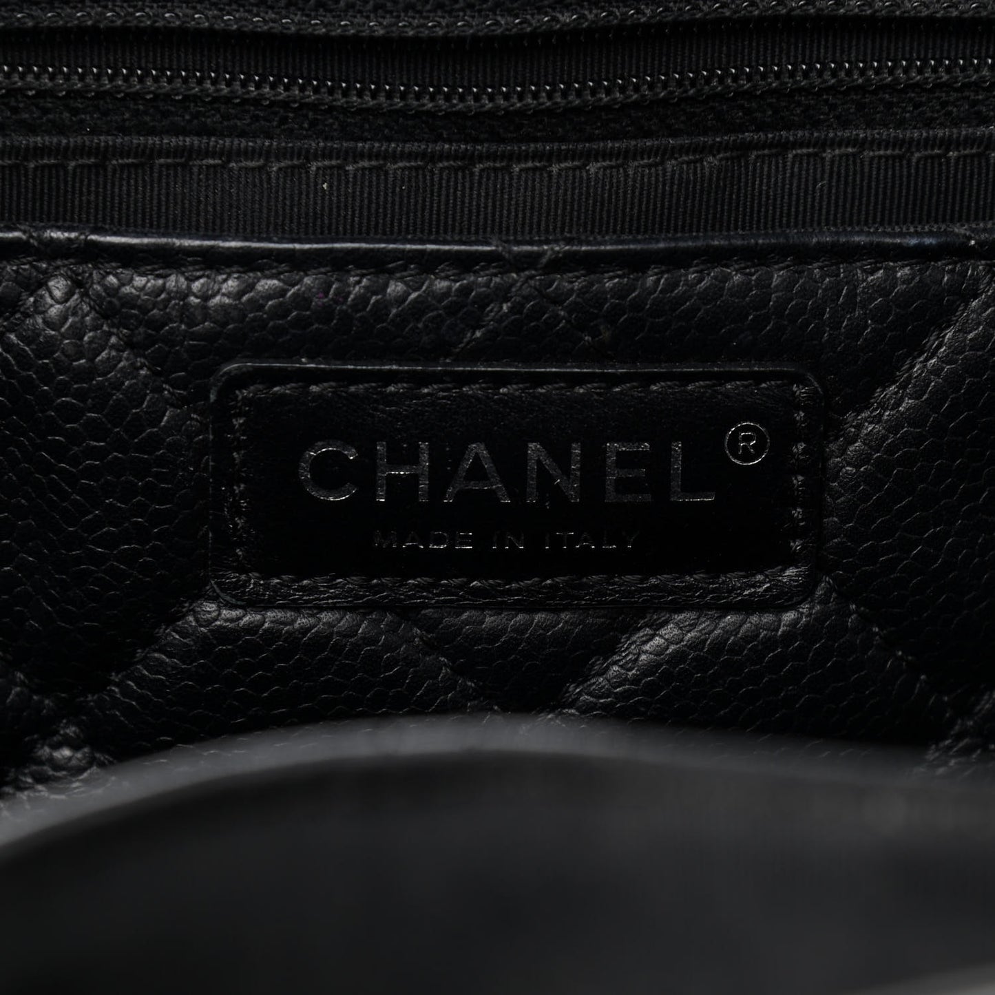 Caviar Quilted Large CC Box Shopping Tote Black