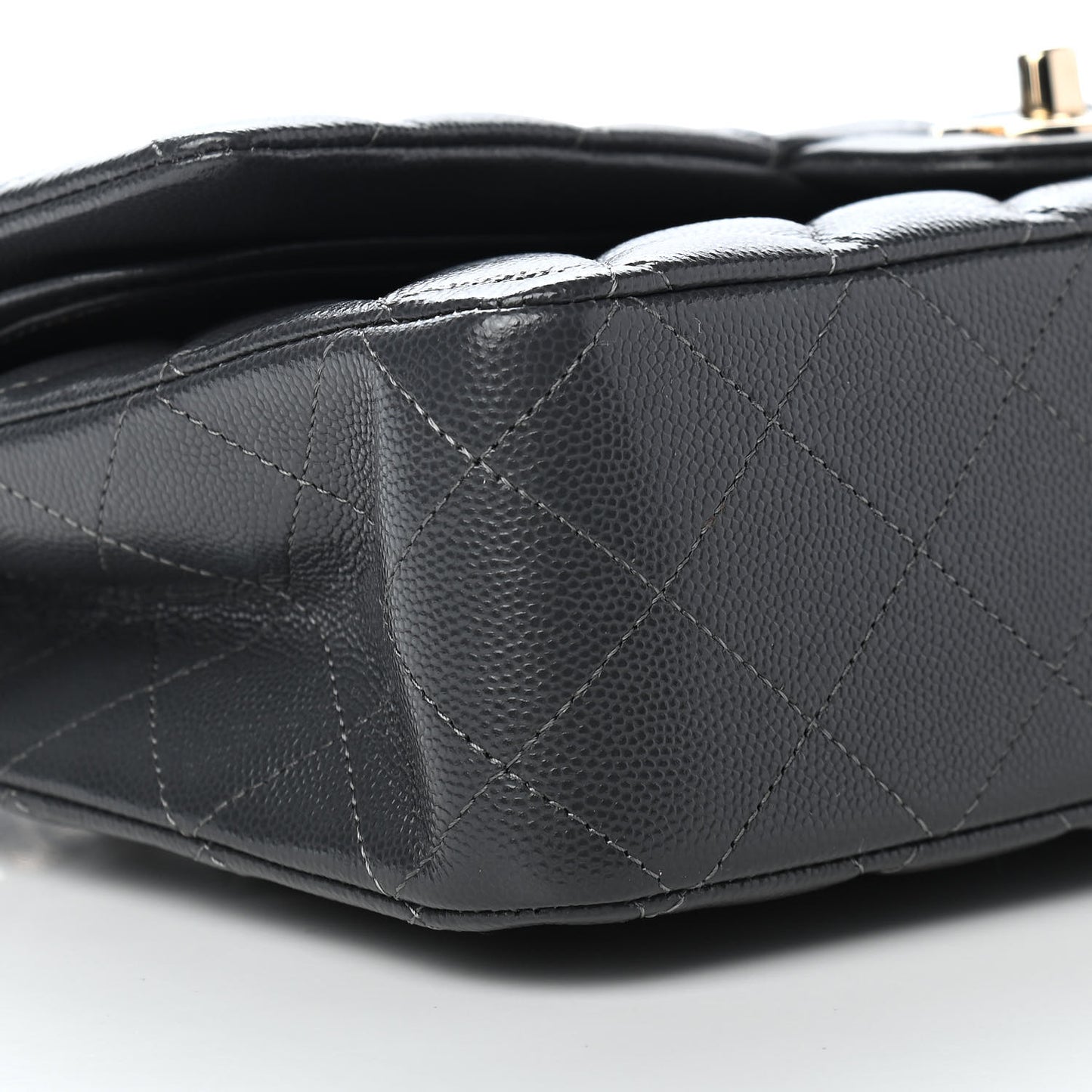 Caviar Quilted Medium Double Flap Dark Grey
