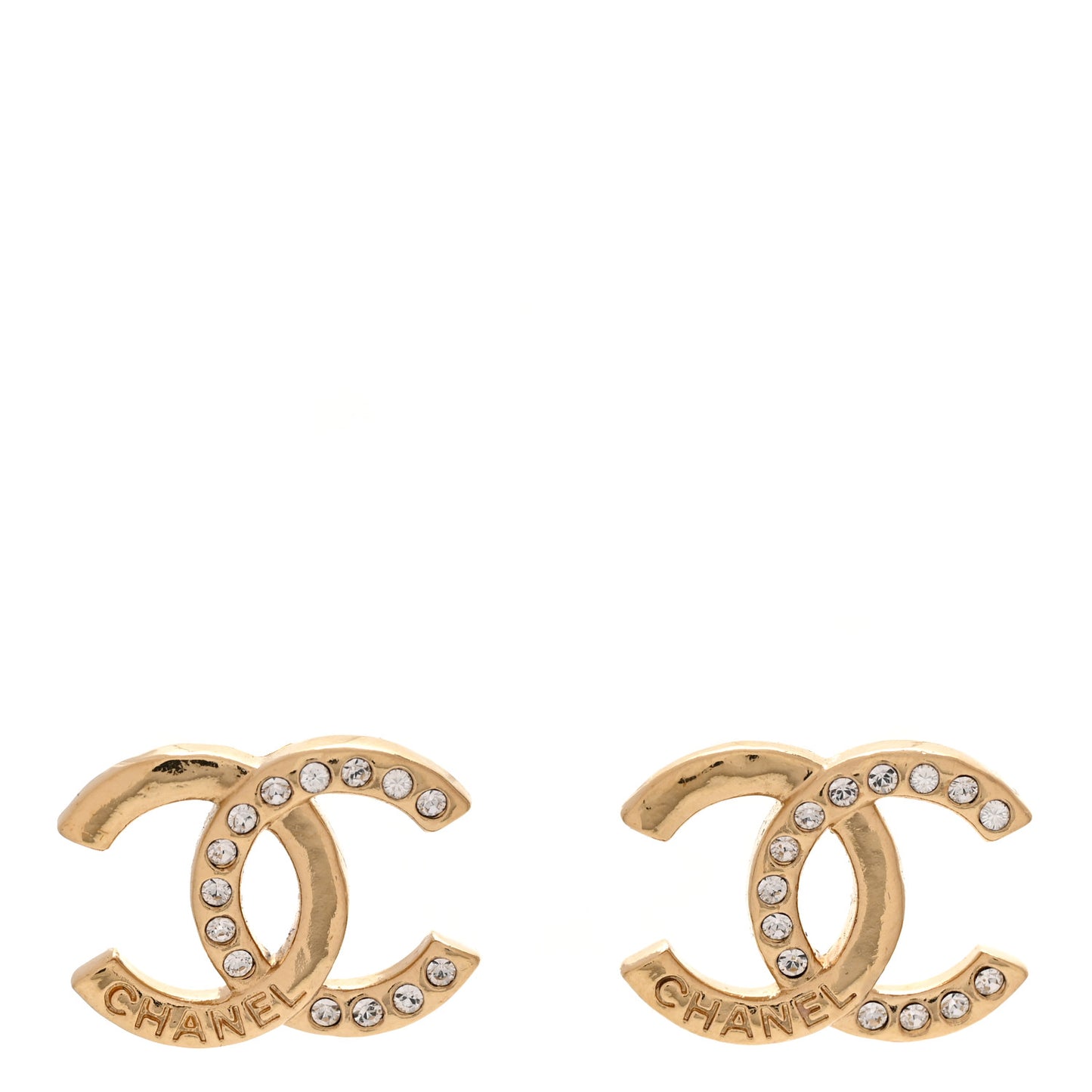 Crystal CC Logo Earrings Gold
