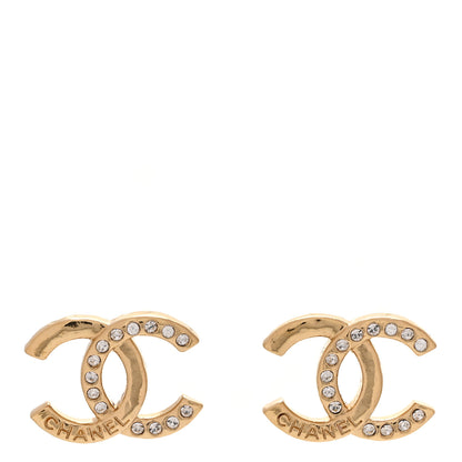Chanel Crystal CC Logo Earrings Gold 1 of 4