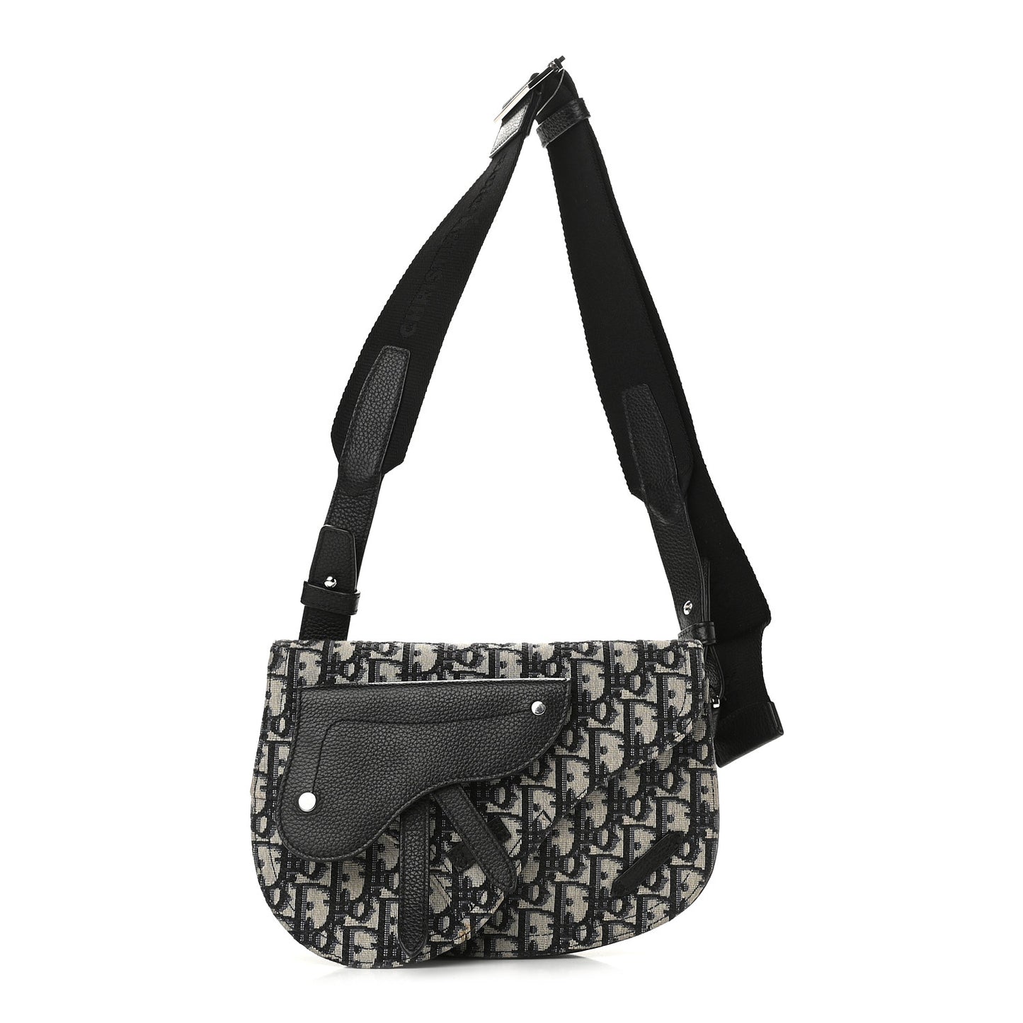 Oblique Saddle Messenger Pouch Beige Black