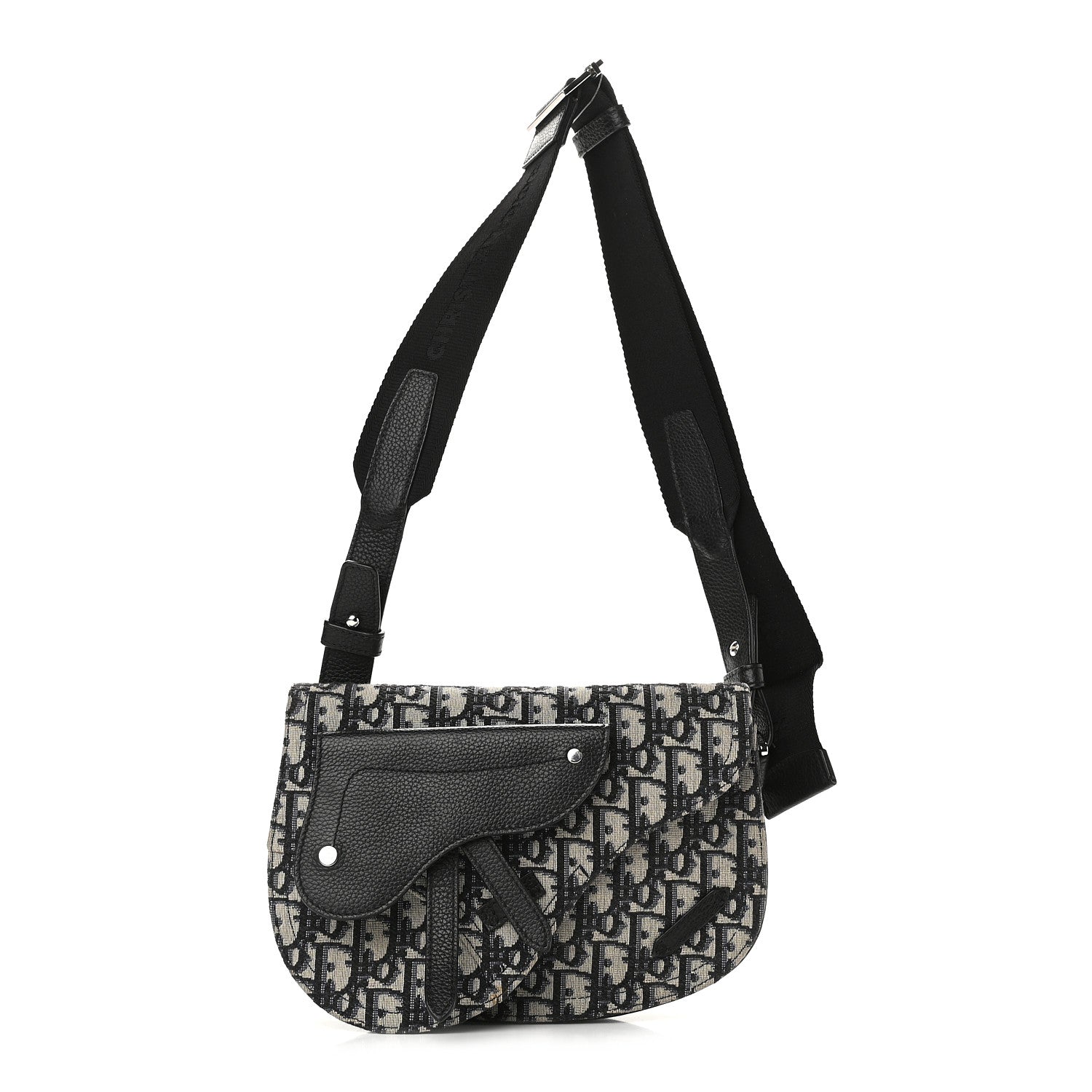 Christian Dior Oblique Saddle Messenger Pouch Beige Black 1 of 8