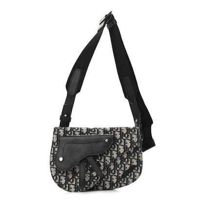 Christian Dior Oblique Saddle Messenger Pouch Beige Black 1 of 8