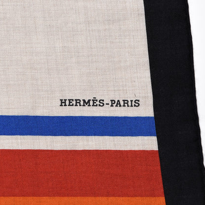 Hermes Cashmere Silk Cheval A La Couverture Shawl 140 Naturel Rouge Brique 3 of 7