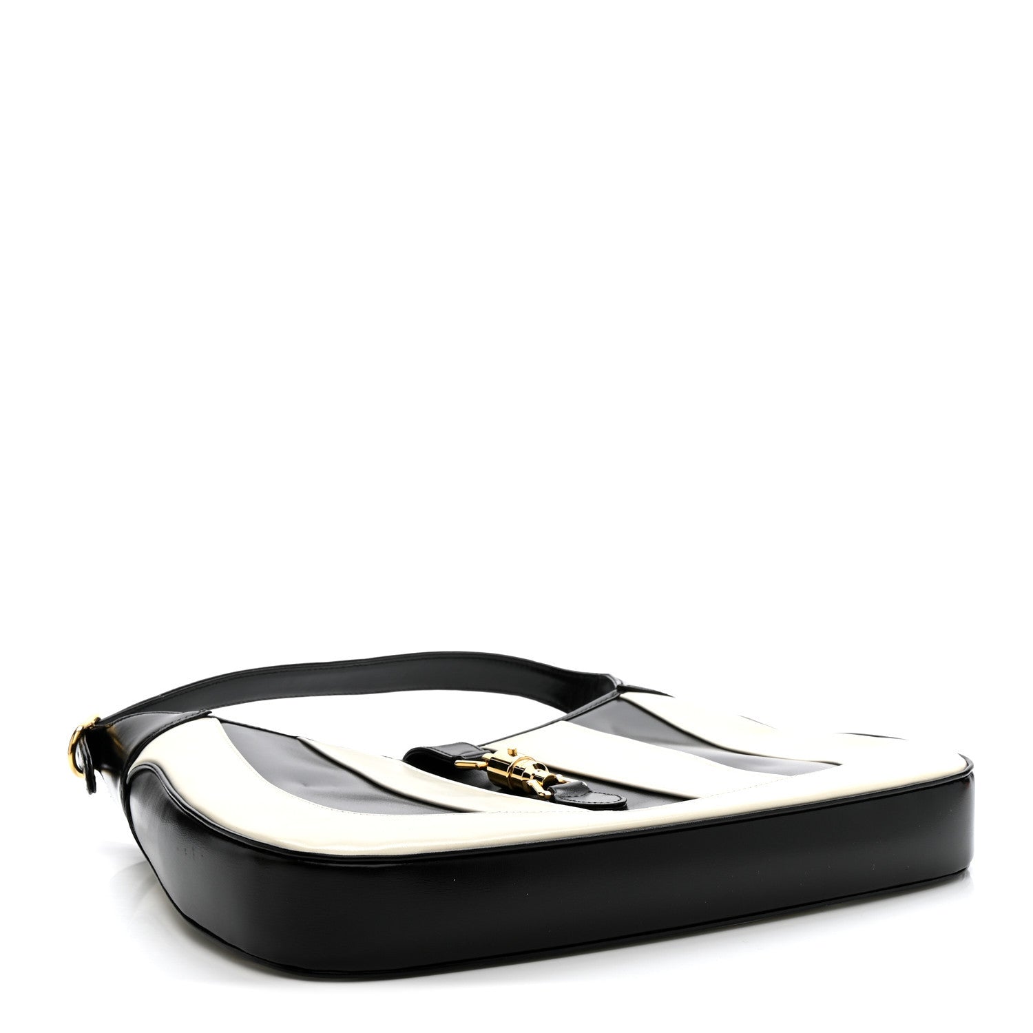 Gucci Boarded Dyana Lux Calfskin Striped Medium Jackie 1961 Hobo Black White 4 of 11