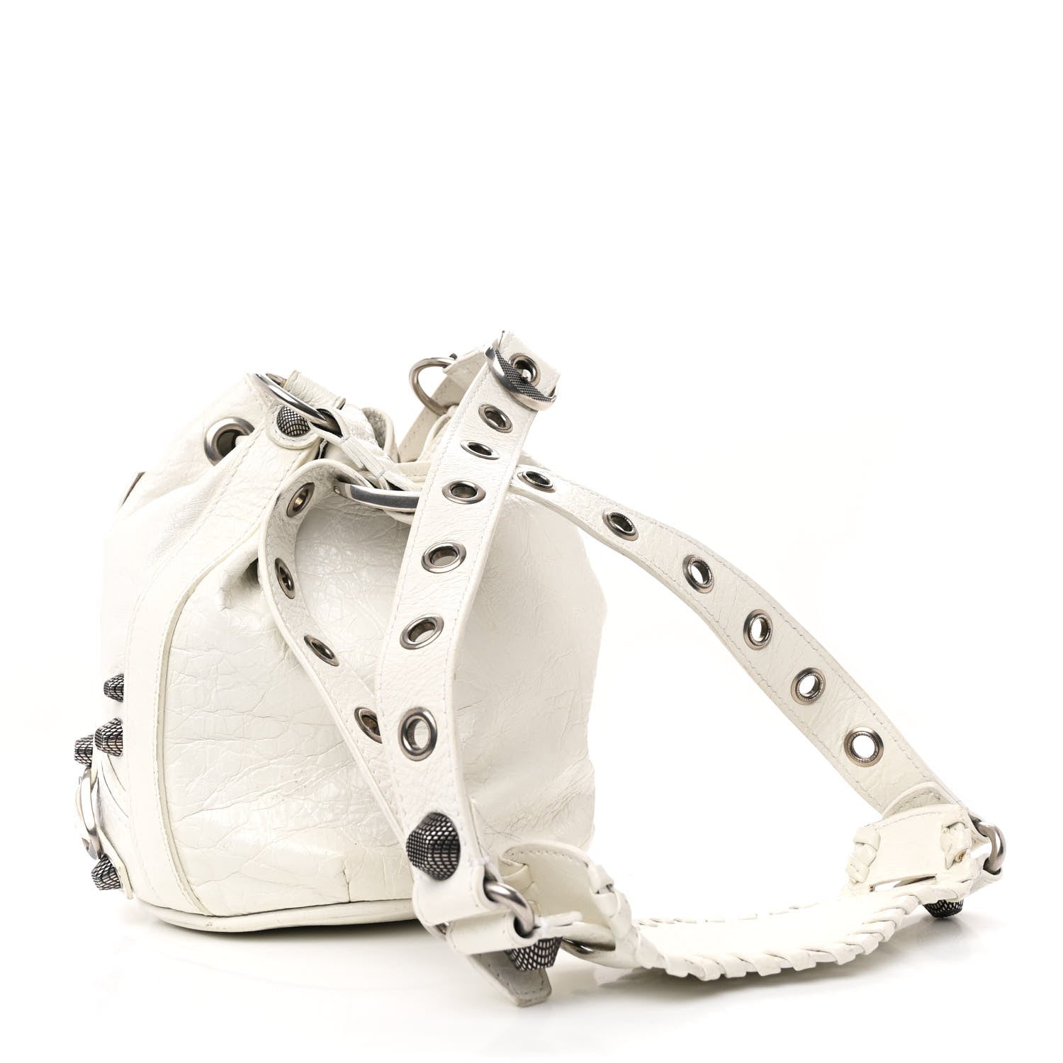 Balenciaga Agneau Arena Le Cagole Bucket Bag XS Optic White 4 of 17