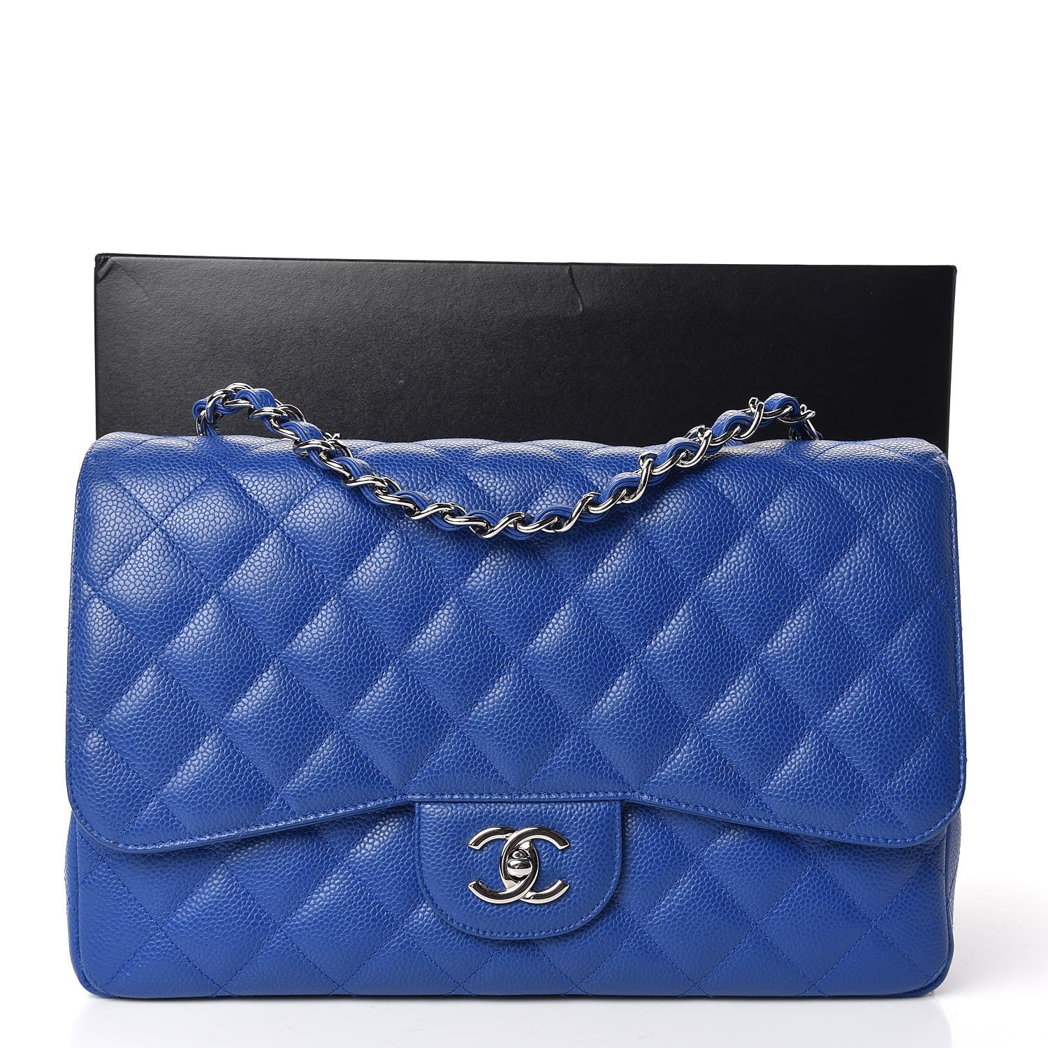Chanel Caviar Quilted Jumbo Single Flap Blue 11 of 11