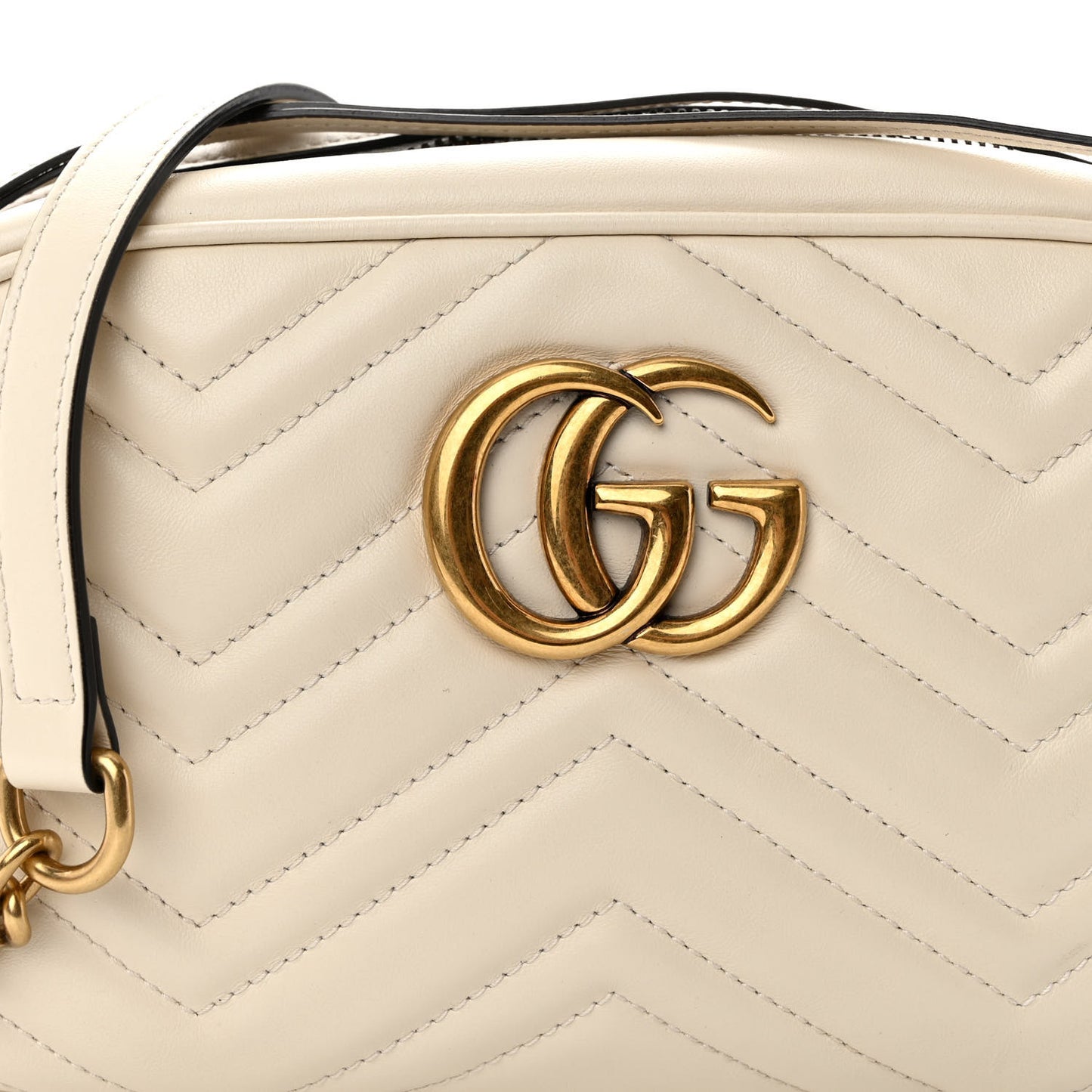 Calfskin Matelasse Small GG Marmont Chain Shoulder Bag White